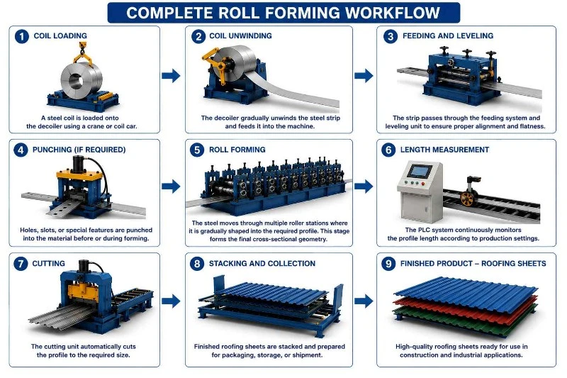 Roll forming machine's workflow Roll forming machine's workflow